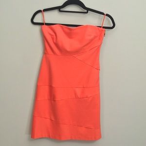 Cynthia Steffe Strapless Coral Bandage Dress